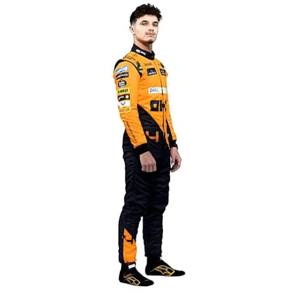F1 costume uniform - modern McLaren suit worn by Lando Norris showcasing contemporary design