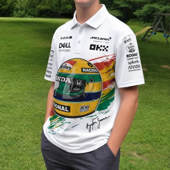 Autumn Paddock Sale: Save 15% When You Pick 2+ - 55 Magic Senna black and white racing polo shirt