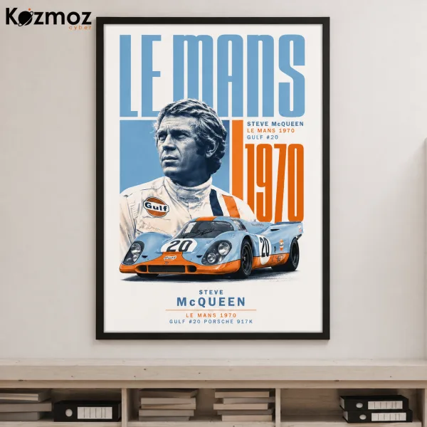 Steve McQueen 24 Hours of Le Mans 1970 Helmet Poster - Legend Wall Art