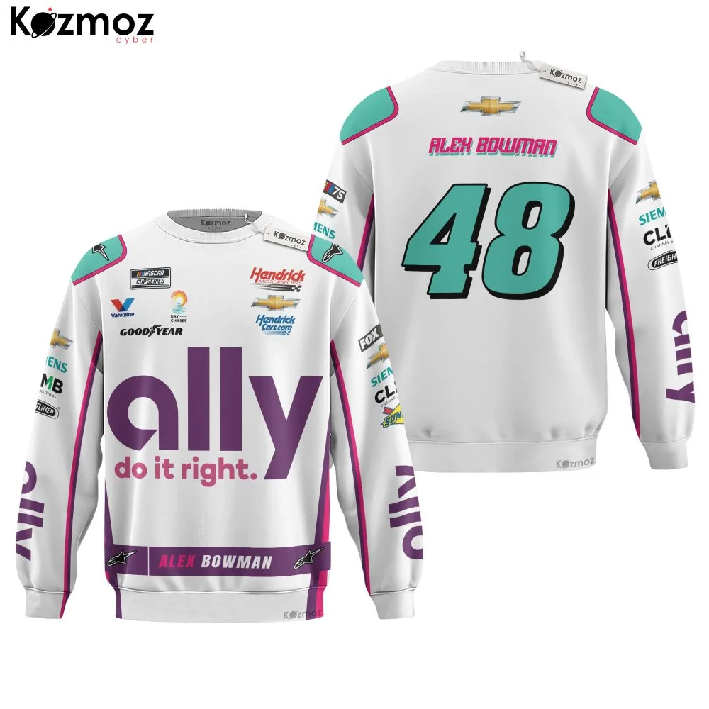 Alex Bowman Racing Suit Ally White 2023 Collection - NASCAR Racing Team - Image 4