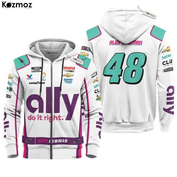 Alex Bowman Racing Suit Ally White 2023 Collection - NASCAR Racing Team - Image 3