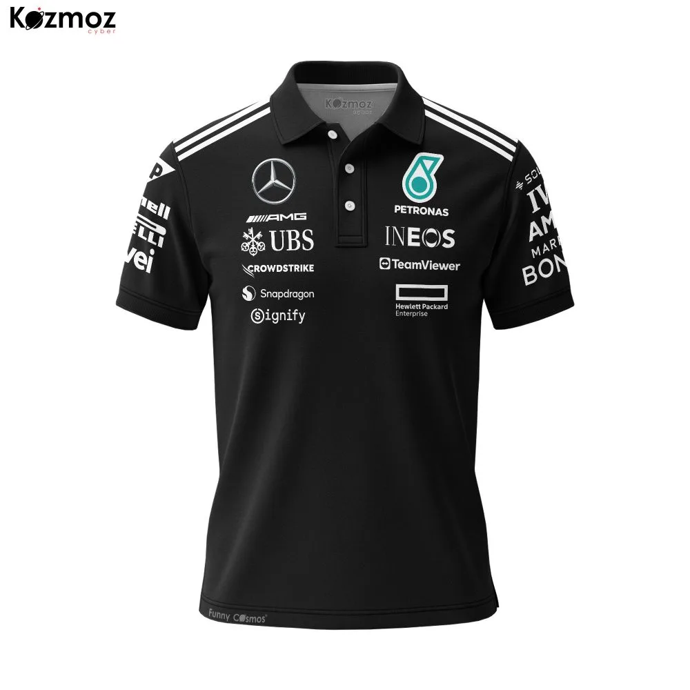AMG Petronas 2025 Racing Polo Shirt Team Black Polo - Image 2