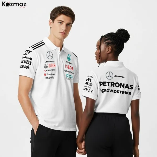 AMG Petronas 2025 Racing Polo Shirt Team White Polo