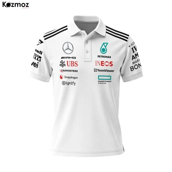 Alternative view of AMG Petronas 2025 Racing Polo Shirt Team White Polo