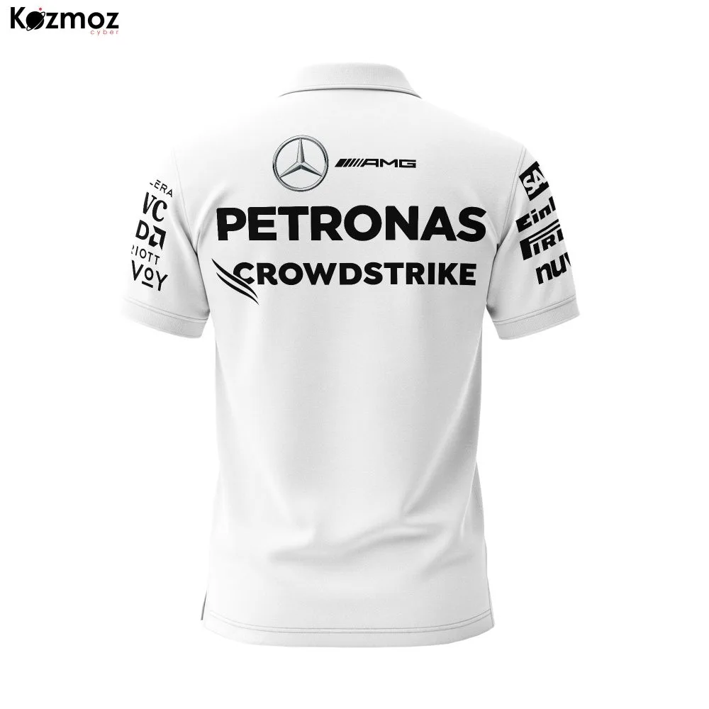 AMG Petronas 2025 Racing Polo Shirt Team White Polo - Image 3