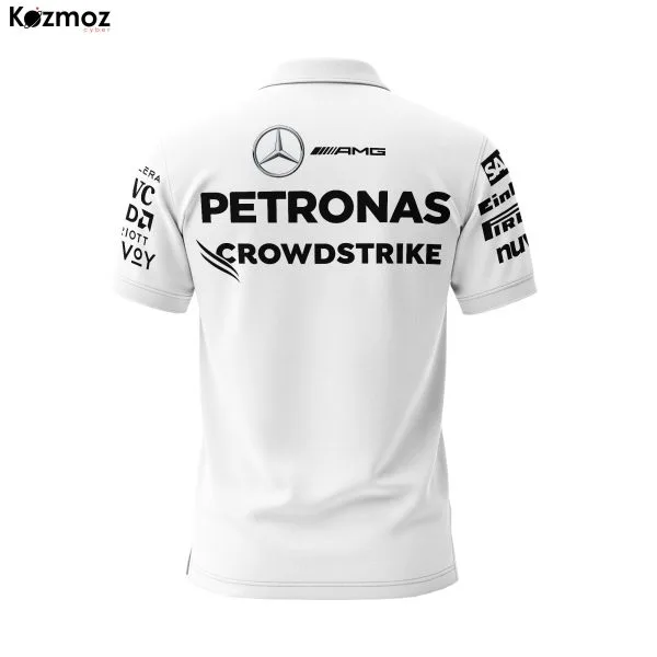 AMG Petronas 2025 Racing Polo Shirt Team White Polo - Image 3