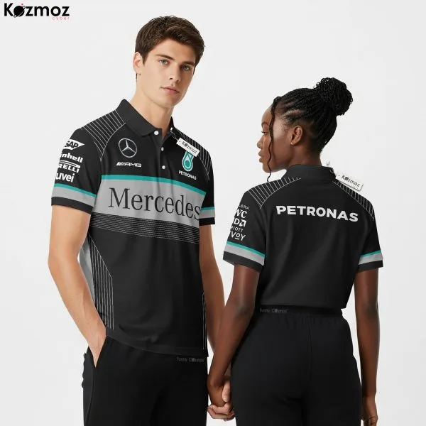 AMG Petronas Polo Shirt - Black Gray Teal Edition Racing Teamwear
