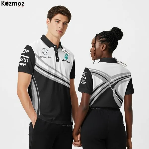 AMG Petronas Polo Shirt - Classic Monochrome Look Fanwear