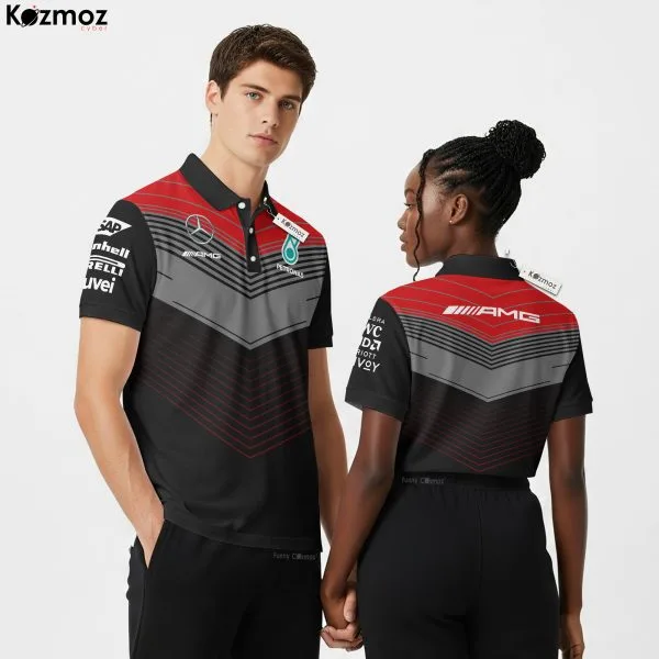 AMG Petronas Polo Shirt - Red Gradient Arrows Track-Ready Fanwear