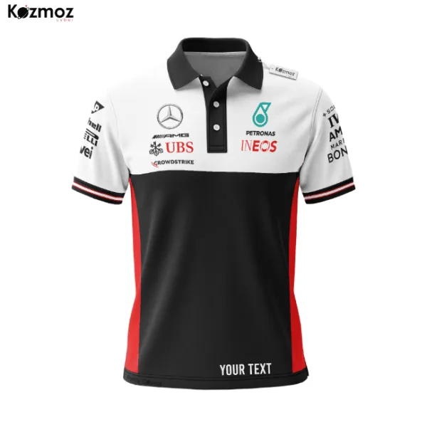 AMG Petronas Polo Shirt - Teamwear White Red Look Fanwear - Image 3