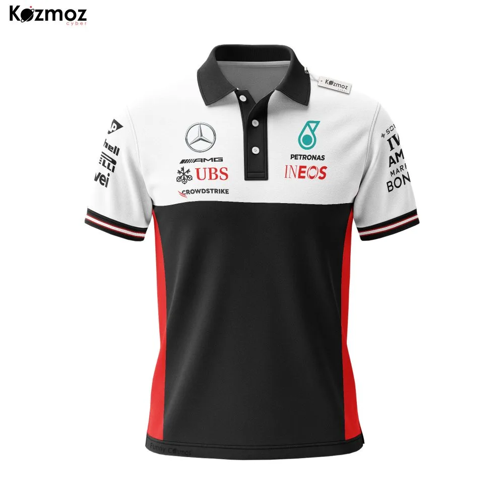 AMG Petronas Polo Shirt - Teamwear White Red Look Fanwear - Image 2