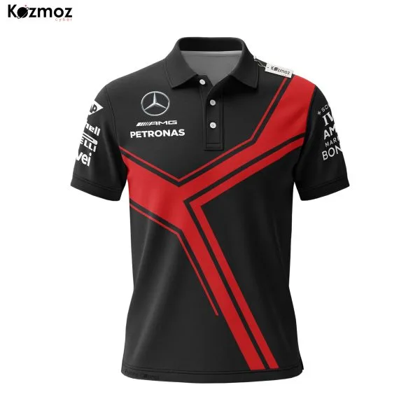 Alternative view of AMG Petronas Racing Shirt Polo - Red Stripes Motorsport Fans Gear Tee