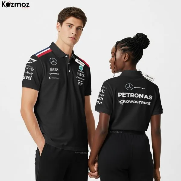 AMG Petronas Team Polo Shirt 2024 Black Collection - Teamwear Sport