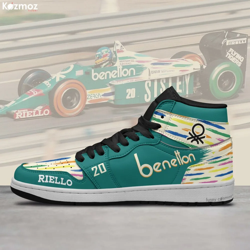 Benetton Gerhard Berger Custom Shoes Multicolor Livery B186 Racing Shoes - Image 3