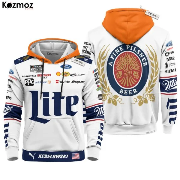 Alternative view of Brad Keselowski Hoodie Penske Nascar Sweater Miller Lite, Penske Team, Brad Keselowski, Nascar Cup, Snap On, Monster Energy, Skf, Wurth Racing Uniform