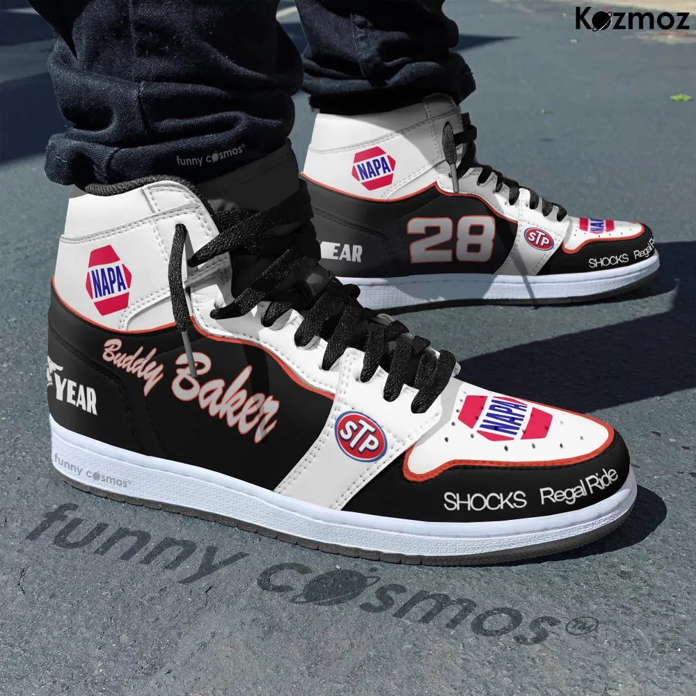 Buddy Baker Custom Shoes Ghost #28 Livery 1980 Livery Gray Racing Shoes - Image 2