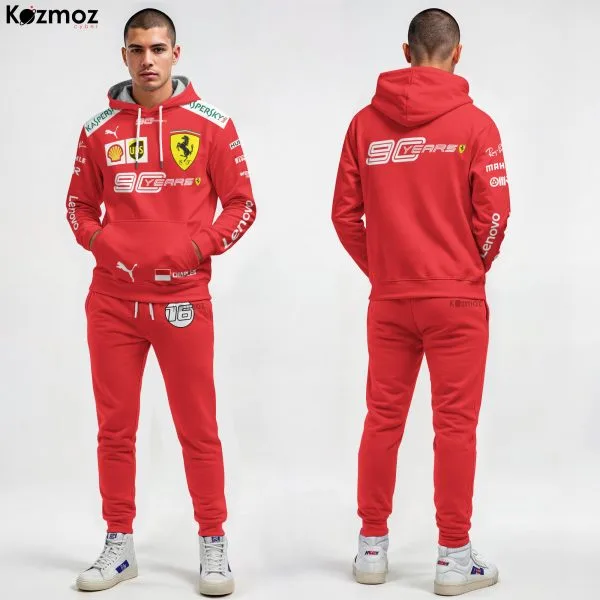Charles Leclerc SF 90th Anniversary Racing Uniform Hoodie & Jogger Set -