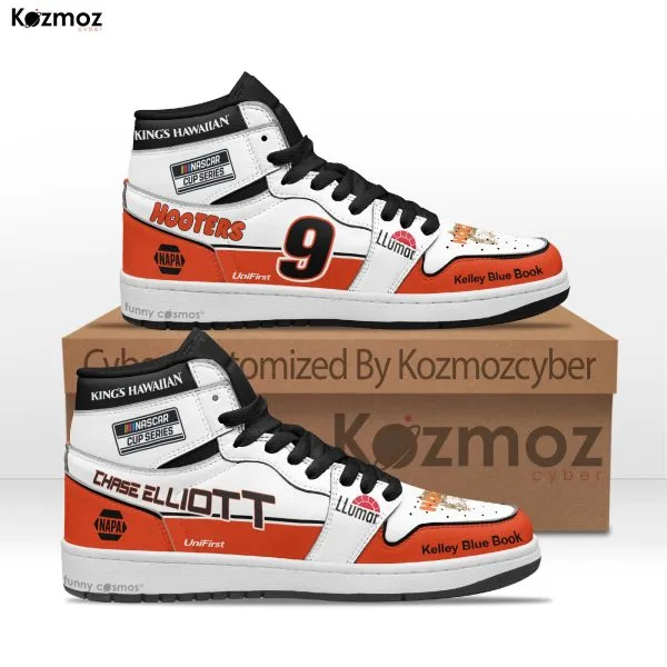 Chase Elliott Custom Shoes No. 9 Hooters Darlington Throwback Livery 2021 Livery Racing Shoes