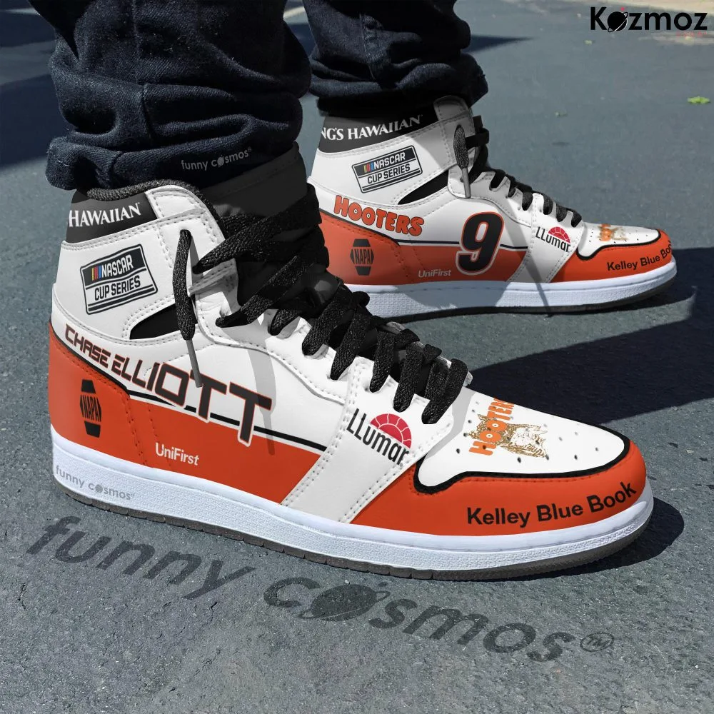 Chase Elliott Custom Shoes No. 9 Hooters Darlington Throwback Livery 2021 Livery Racing Shoes - Image 2