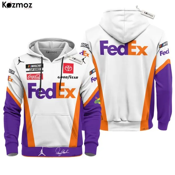 Alternative view of Denny Hamlin Joe Gibbs Racing 2020 FedEx Hoodie Racing Uniform Hoodie & Jogger Set -