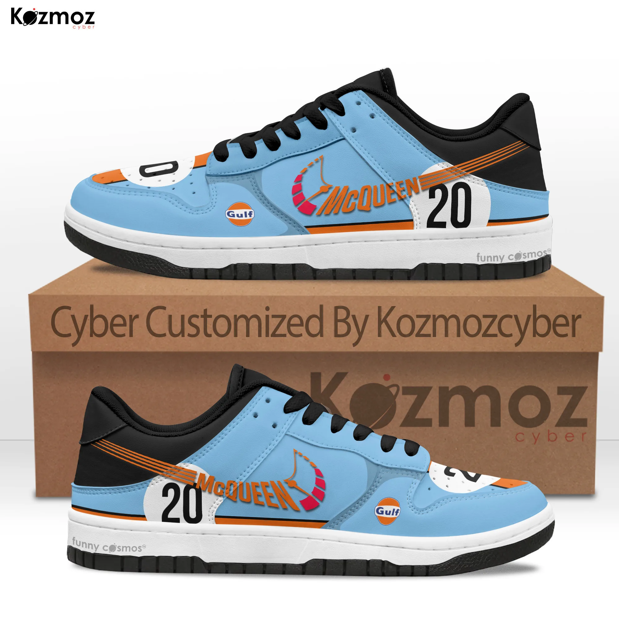 Gulf Steve McQueen Custom Shoes Le Mans Porsh 917 Livery 1970 Racing Shoes