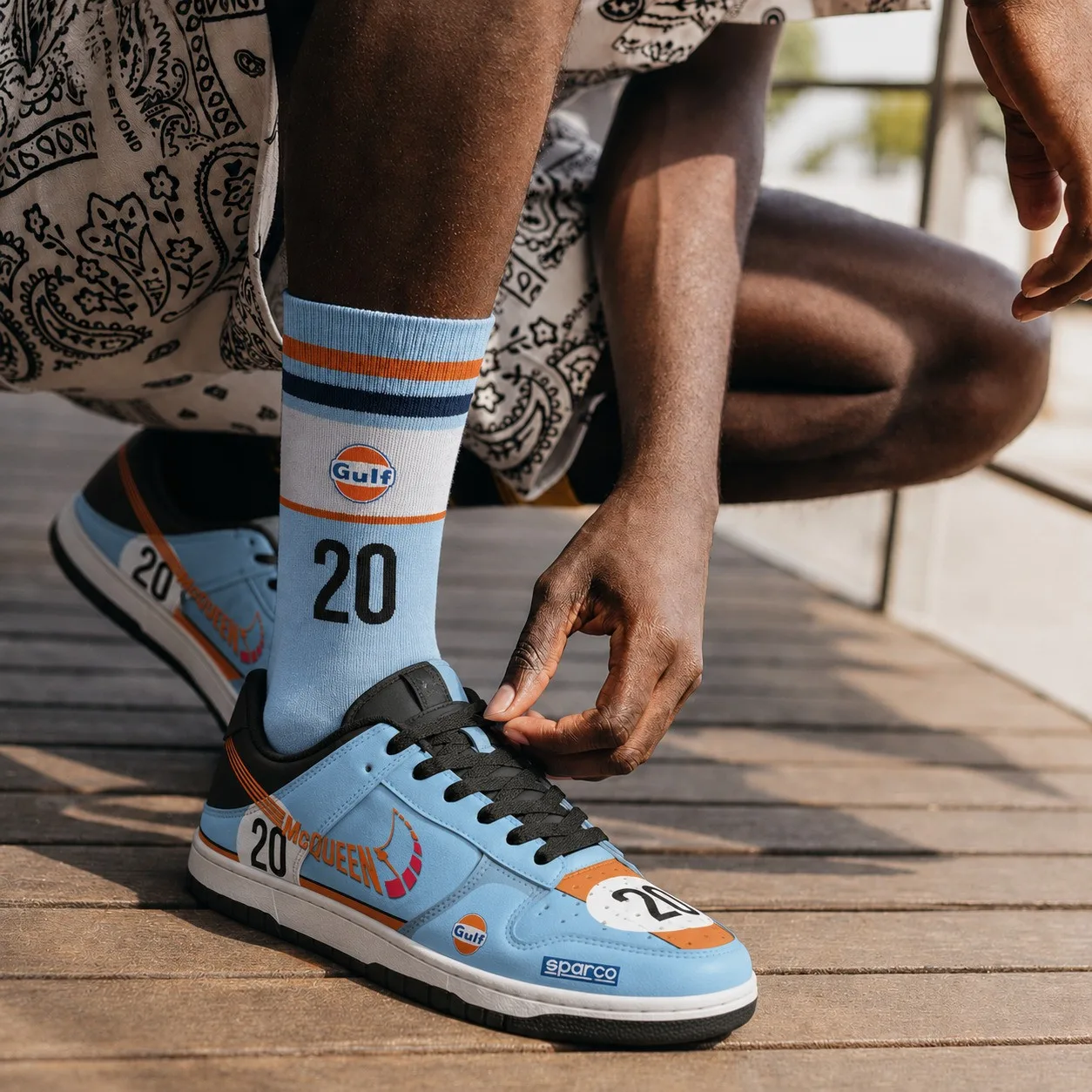 Alternative view of Gulf Steve McQueen Custom Shoes Le Mans Porsh 917 Livery 1970 Racing Shoes