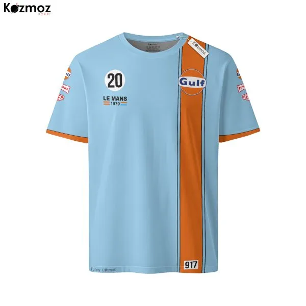 Alternative view of Gulf Steve McQueen Le Mans Porsh 917 Racing T-Shirt