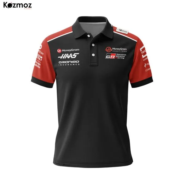 Alternative view of Haas x TG Racing Polo Shirt - Black Red Motorsport Team Tee