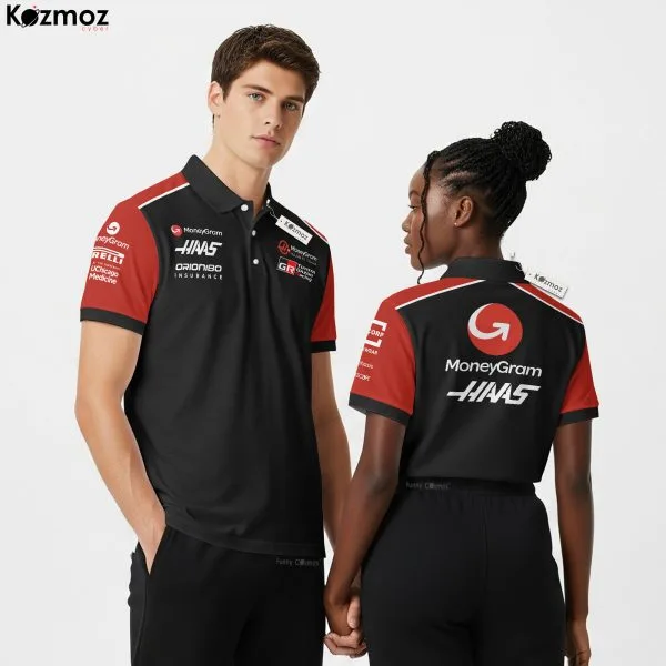 Haas x TG Racing Polo Shirt - Black Red Motorsport Team Tee