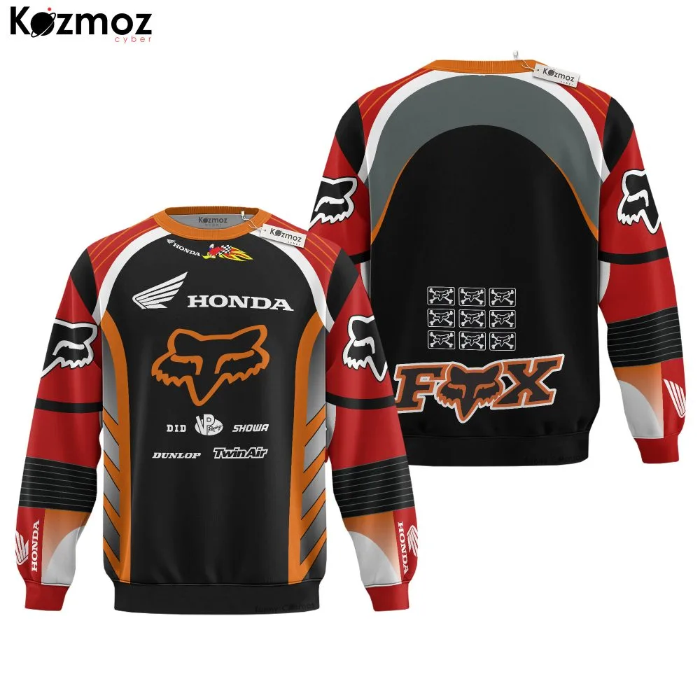 Hoodie Honda Fox Sweater Honda, Fox, Dunlop, D.I.D, Twinair, Showa Racing Costume - Image 4