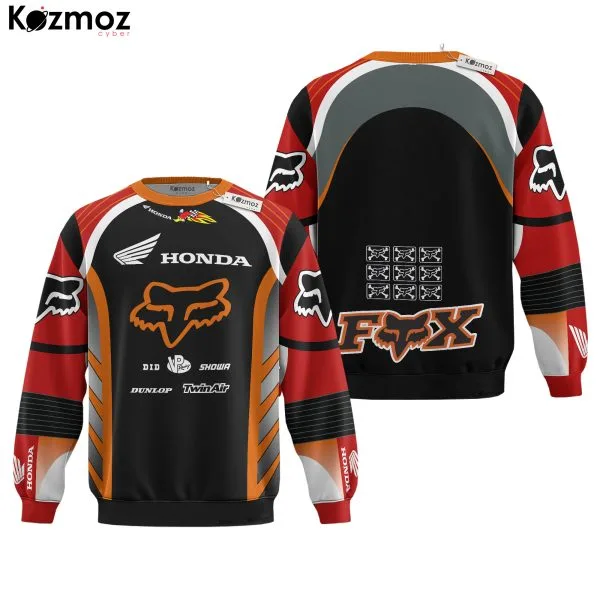 Hoodie Honda Fox Sweater Honda, Fox, Dunlop, D.I.D, Twinair, Showa Racing Costume - Image 4