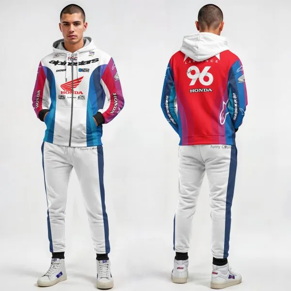 Alternative view of Hunter Lawrence Signed Honda HRC Racing #96 AMA Supercross Motocross Racing Hoodie Costume Racing Suit