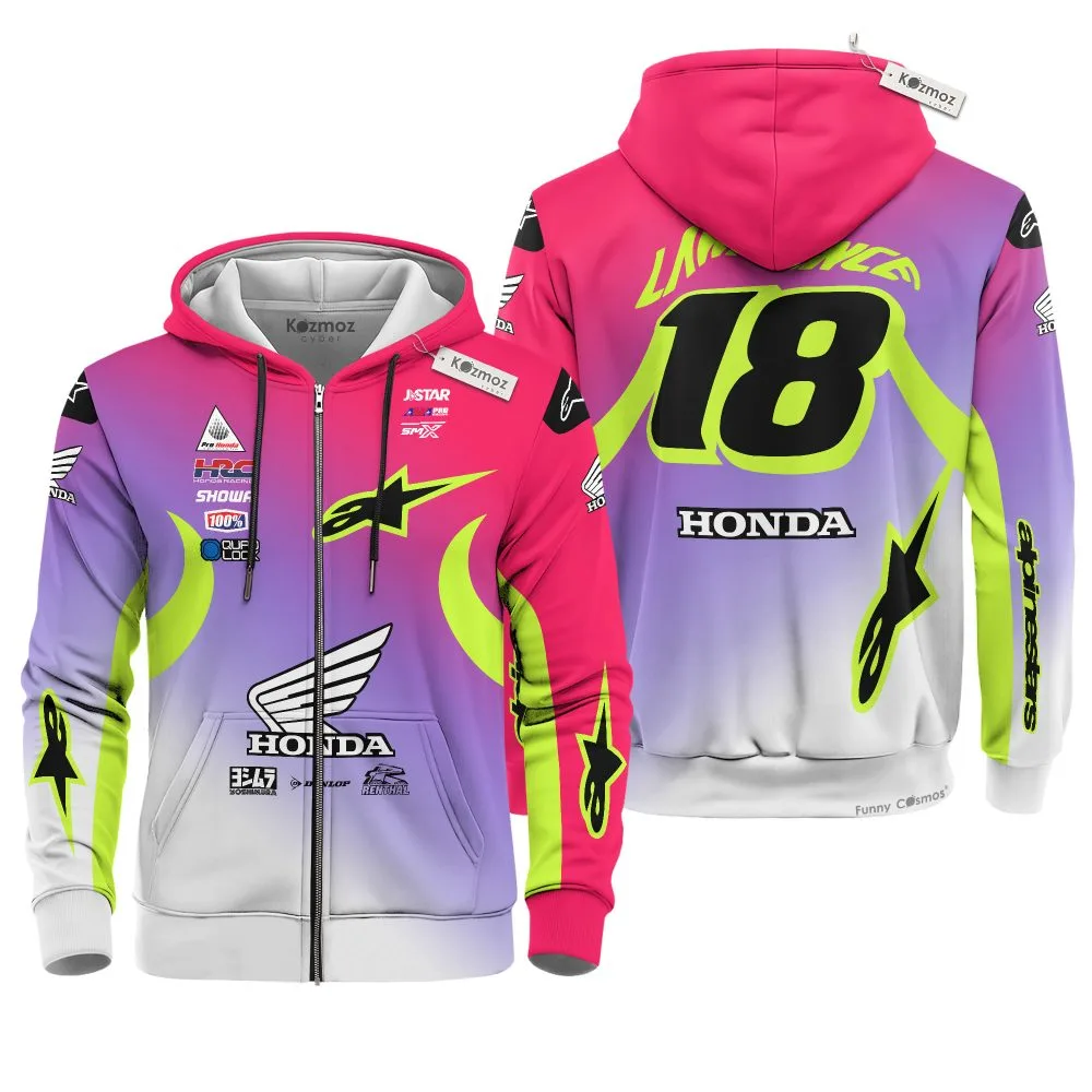 Jett Lawrence #18 Signed Honda HRC AMA Supercross Motocross 2024 Racing Hoodie Costume Racing Suit - Image 4