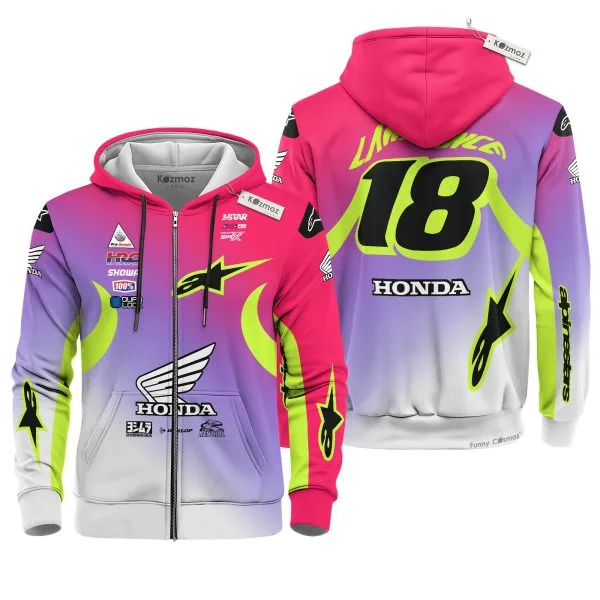 Jett Lawrence #18 Signed Honda HRC AMA Supercross Motocross 2024 Racing Hoodie Costume Racing Suit - Image 4
