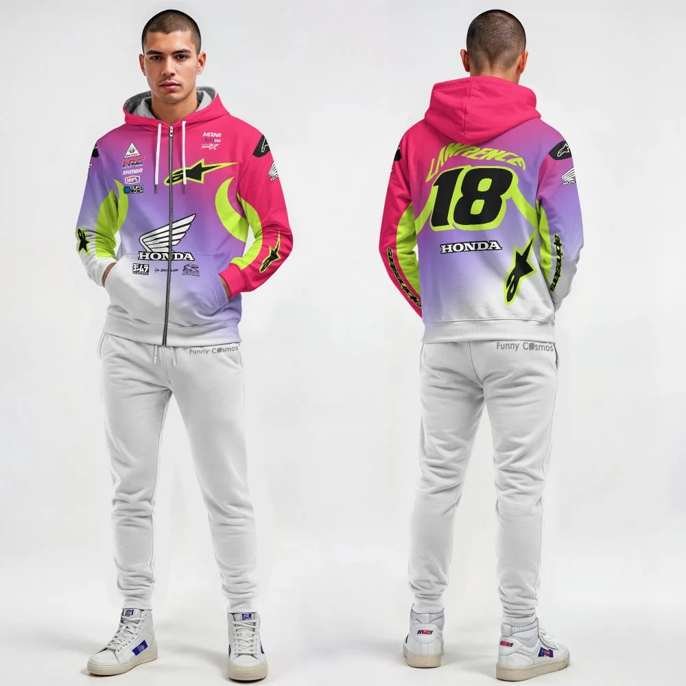 Jett Lawrence #18 Signed Honda HRC AMA Supercross Motocross 2024 Racing Hoodie Costume Racing Suit - Image 2