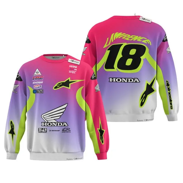 Jett Lawrence #18 Signed Honda HRC AMA Supercross Motocross 2024 Racing Hoodie Costume Racing Suit - Image 5