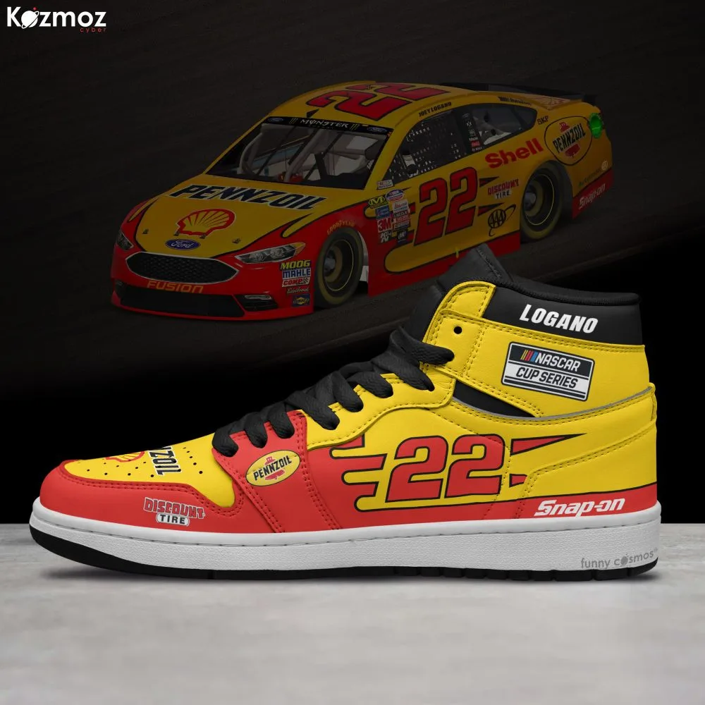 Joey Logano Custom Shoes No. 22 Pennzoil Yellow-Red Primary Livery 2018 Livery Racing Shoes - Image 3
