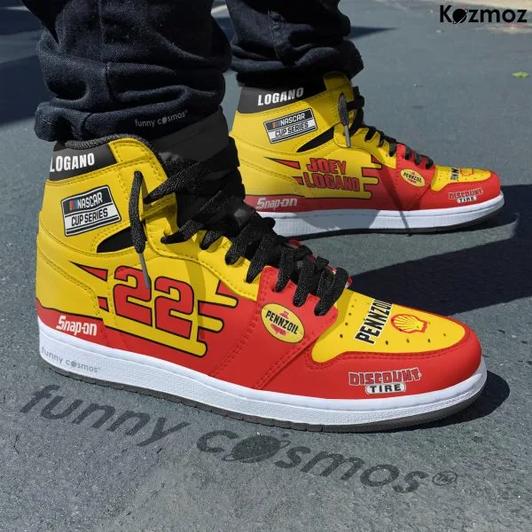 Alternative view of Joey Logano Custom Shoes No. 22 Pennzoil Yellow-Red Primary Livery 2018 Livery Racing Shoes
