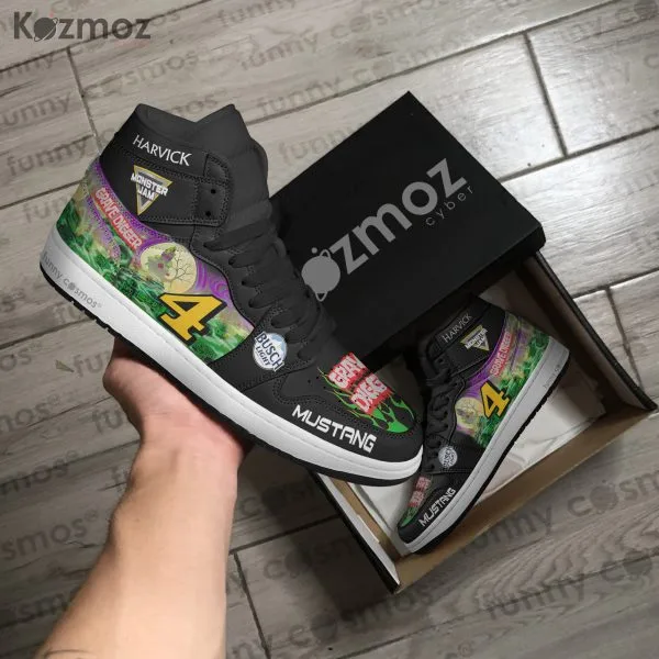 Kevin Harvick AJ1 Sneakers Stewart-Haas Racing Grave Digger Nashville Livery 2021 Custom Racing Shoes - Image 4
