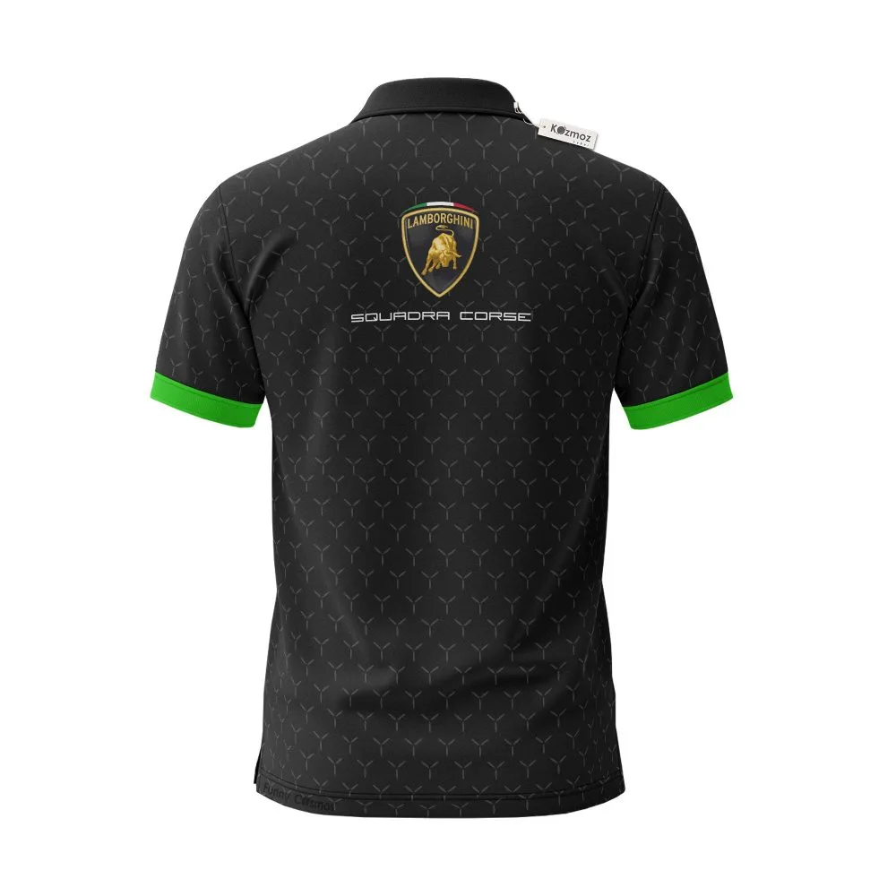Lamborgh Squadra Corse 2026 Black Custom Polo Shirt - Image 3
