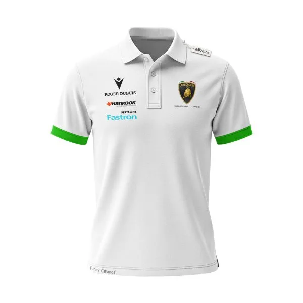 Alternative view of Lamborgh Squadra Corse 2026 White Custom Polo Shirt