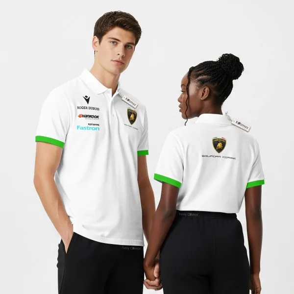Lamborgh Squadra Corse 2026 White Custom Polo Shirt
