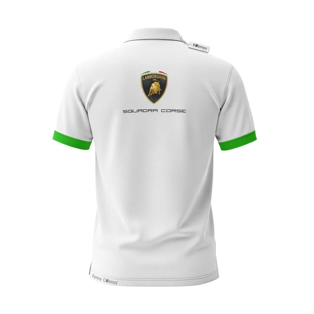 Lamborgh Squadra Corse 2026 White Custom Polo Shirt - Image 3