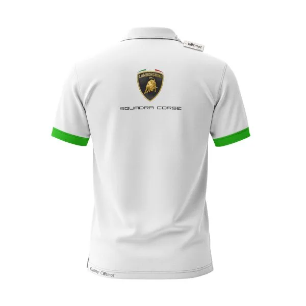 Lamborgh Squadra Corse 2026 White Custom Polo Shirt - Image 3