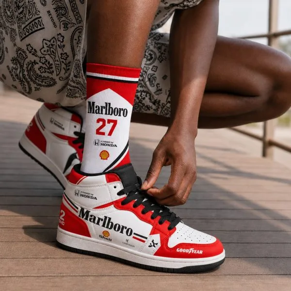 Alternative view of Magic Senna AJ1 Sneakers McLaren Honda MP4-5 Livery 1990 Custom Racing Shoes