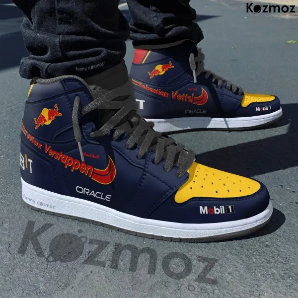 Max Verstappen AJ1 Sneaker Red Bull RBR20 Livery 2024 Custom Racing Shoes - Image 3