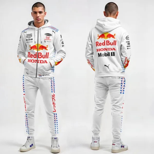 Alternative view of Max Verstappen Signed Red Bull White Racing Suit 2021