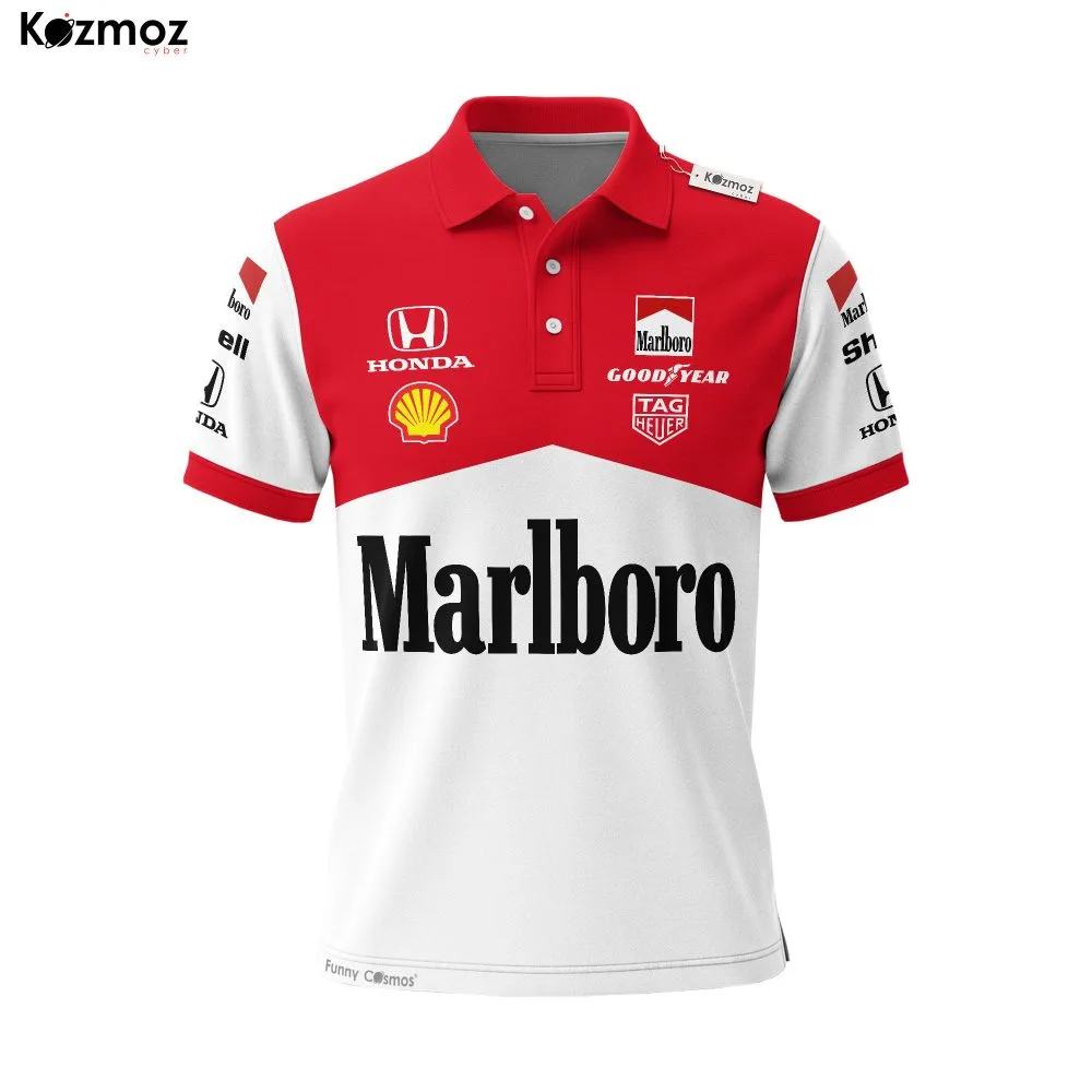 McLaren Honda MP4-4 1988 Racing Polo Shirt - Ayrton Senna Inspired Motorsport - Image 2