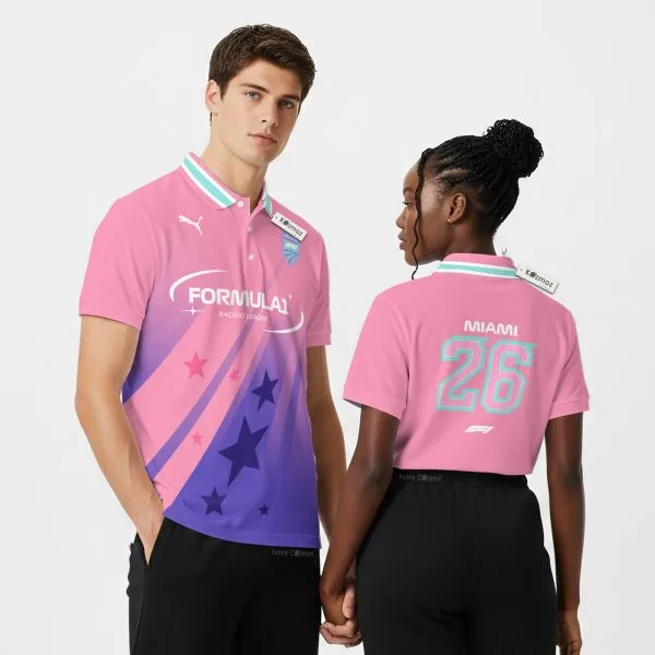 Miami Neon Polo Pink Circuit Custom Polo Shirt