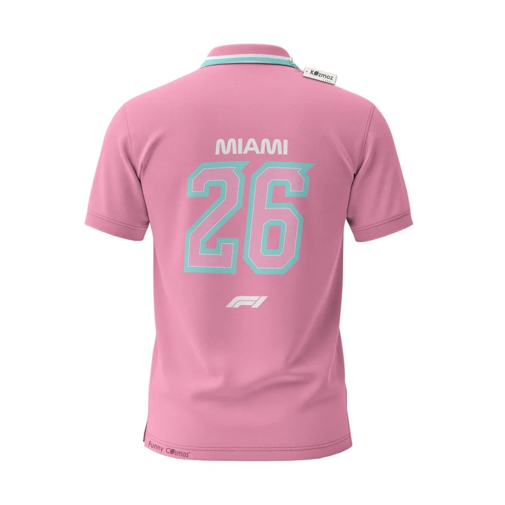 Miami Neon Polo Pink Circuit Custom Polo Shirt - Image 3